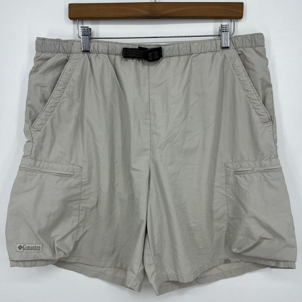 Columbia Sportswear Mens Packable Cargo Shorts Tan Khaki Large Vtg